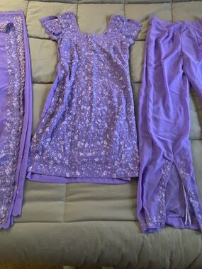 Lavender Embroidered Salwar Kameez Set